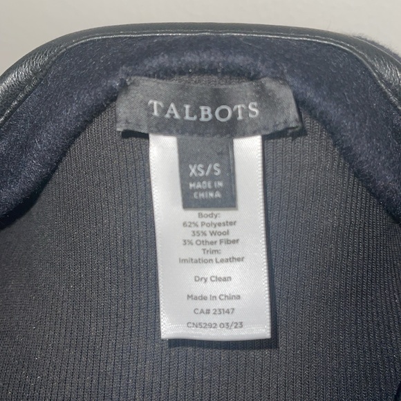 TALBOTS LEATHER TRIM CAPE BLACK XS/S - Picture 4 of 7